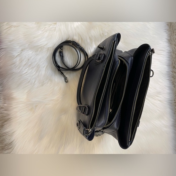 Coach Dark Blue Leather Satchel - Picture 10 of 16